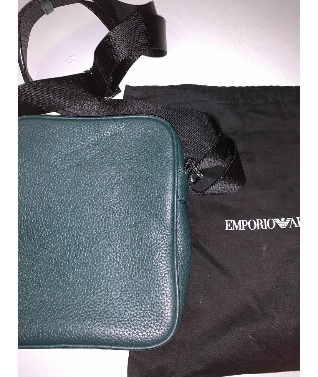 EMPORIO ARMANI Зеленая кожаная сумка на плечо, фото 3