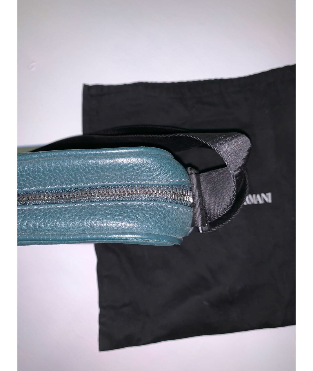 EMPORIO ARMANI Зеленая кожаная сумка на плечо, фото 4