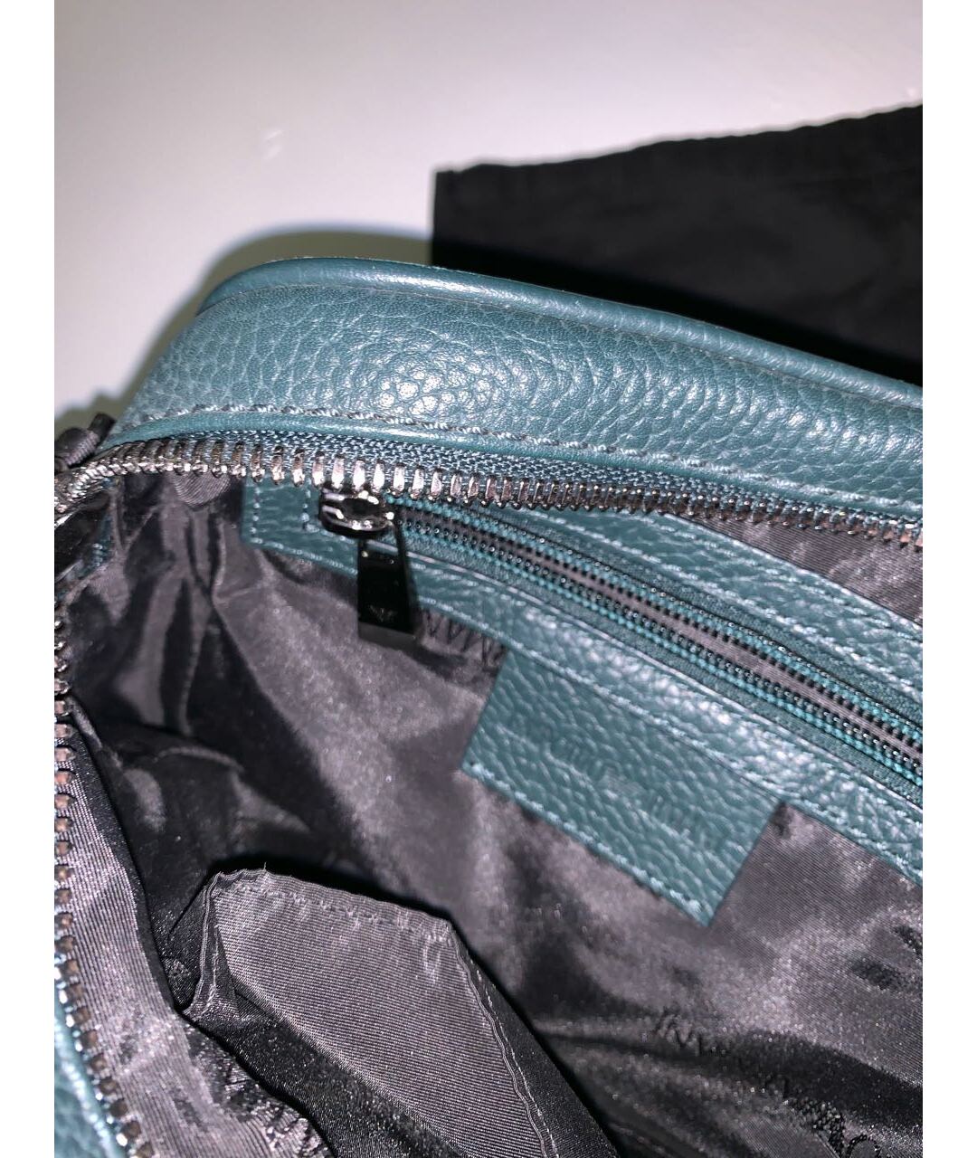 EMPORIO ARMANI Зеленая кожаная сумка на плечо, фото 5