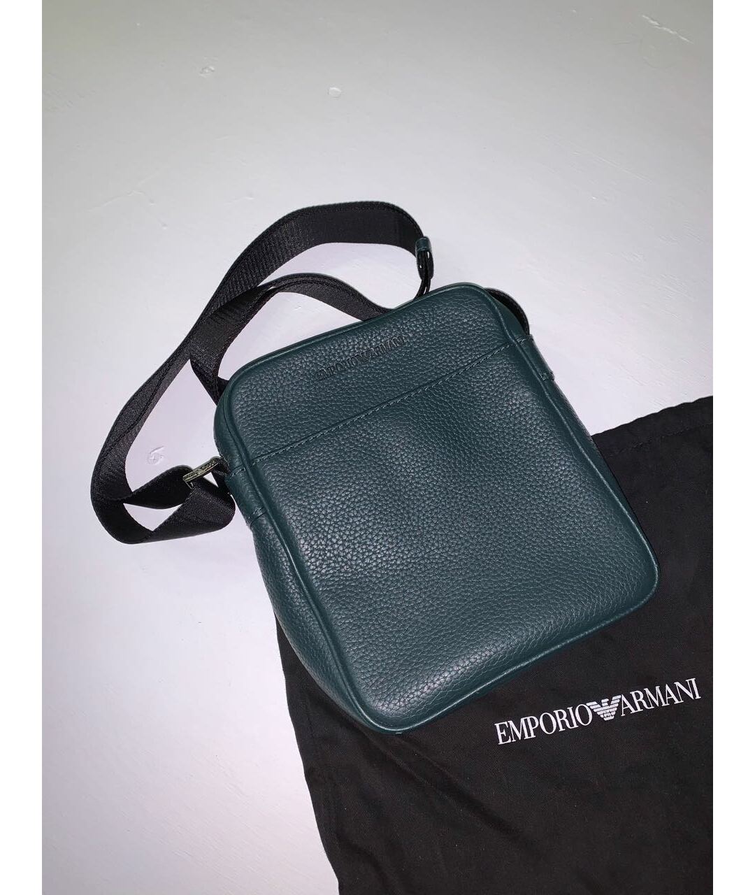 EMPORIO ARMANI Зеленая кожаная сумка на плечо, фото 7