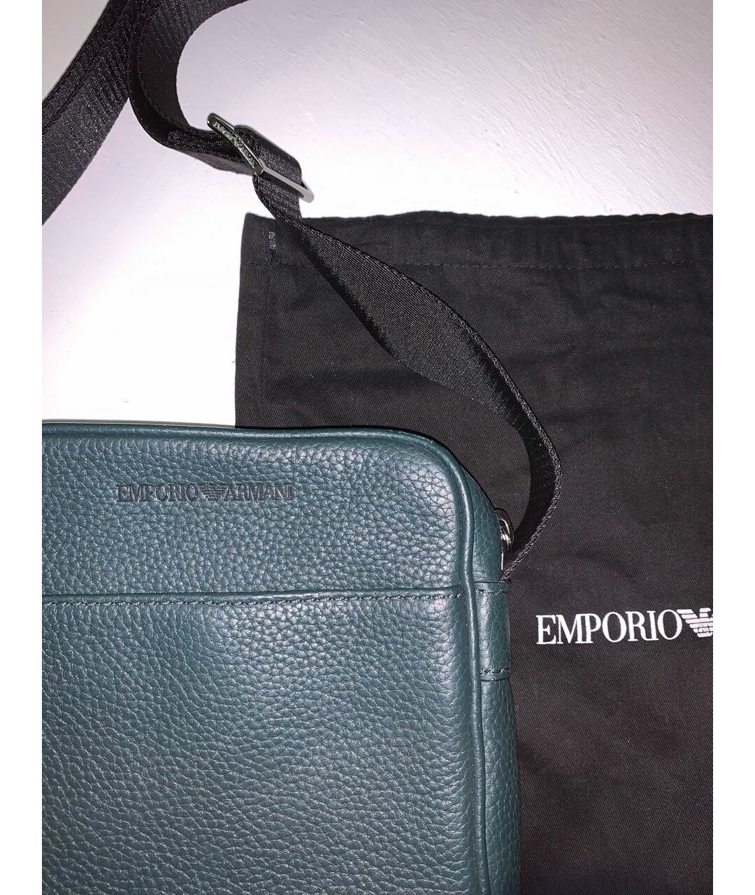 EMPORIO ARMANI Зеленая кожаная сумка на плечо, фото 2