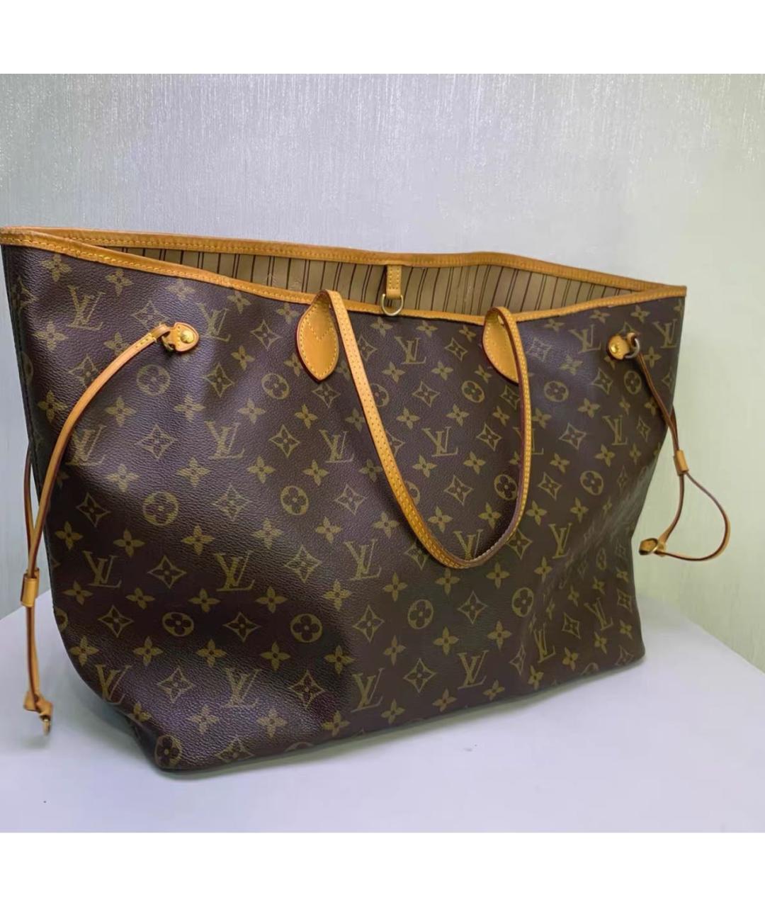 LOUIS VUITTON Коричневая кожаная сумка тоут, фото 3