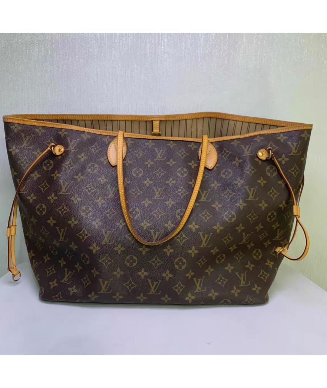 LOUIS VUITTON Коричневая кожаная сумка тоут, фото 2