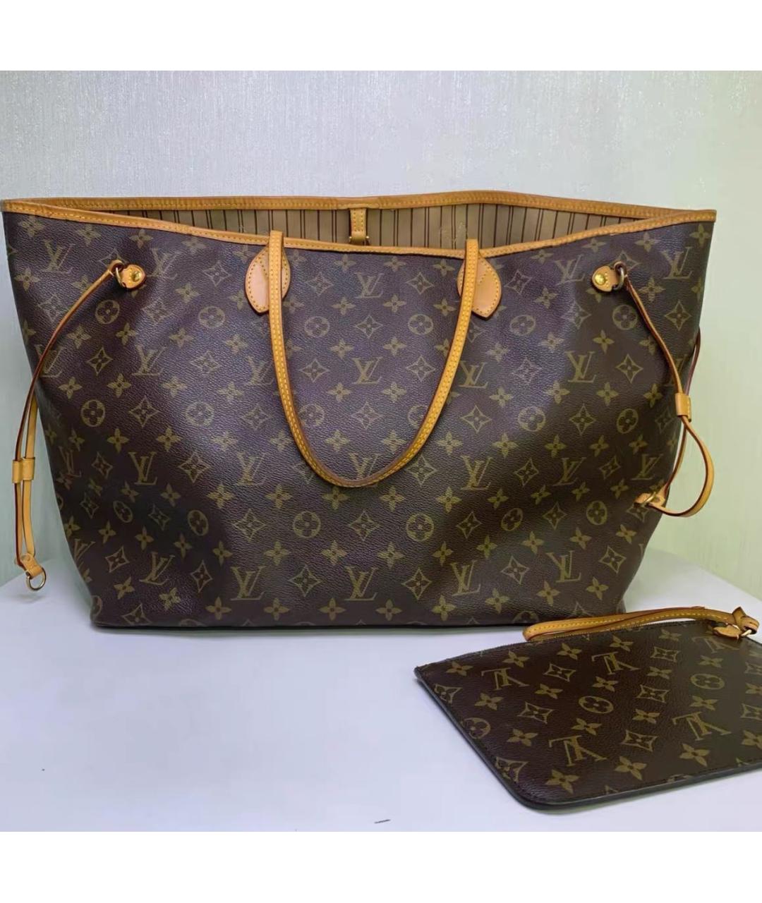 LOUIS VUITTON Коричневая кожаная сумка тоут, фото 8