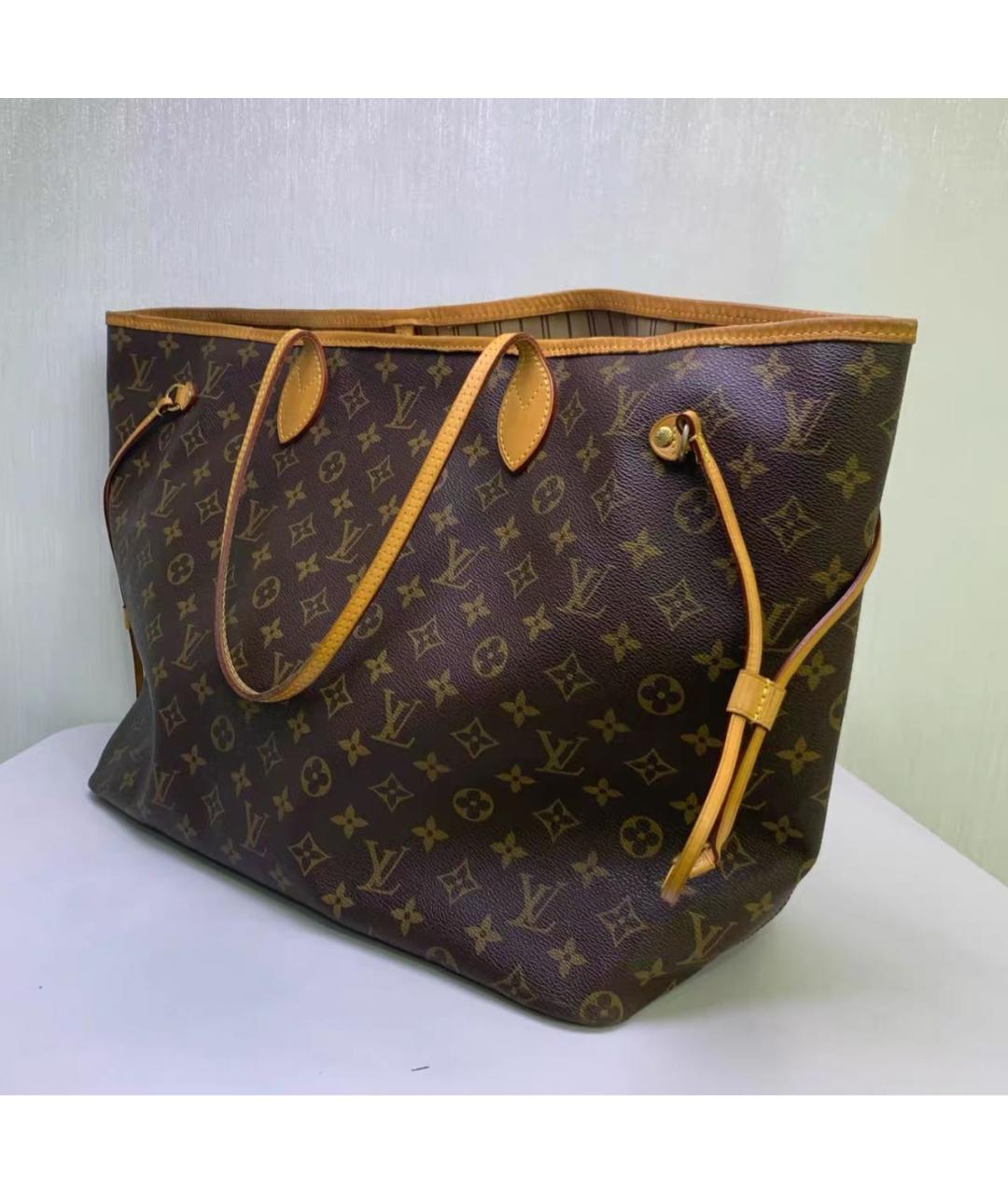 LOUIS VUITTON Коричневая кожаная сумка тоут, фото 4