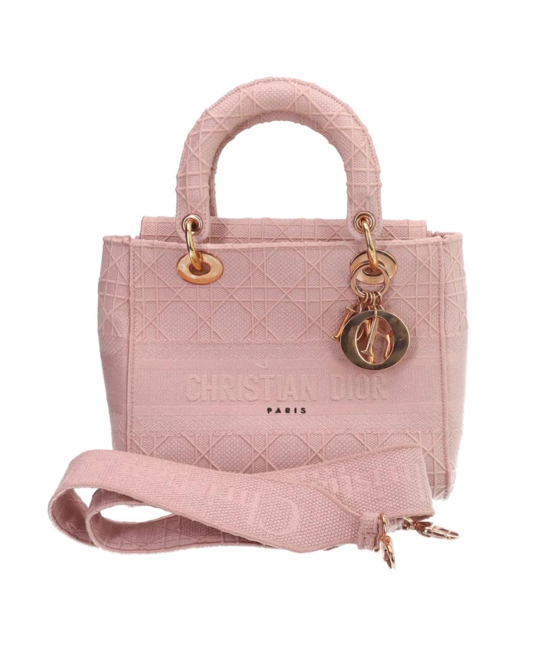 CHRISTIAN DIOR Розовая тканевая сумка с короткими ручками, фото 2