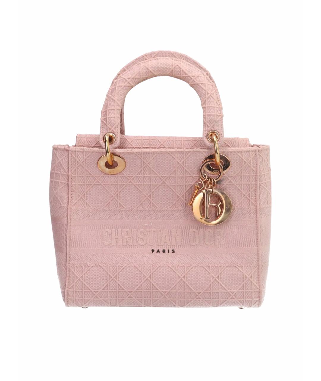 CHRISTIAN DIOR Розовая тканевая сумка с короткими ручками, фото 1
