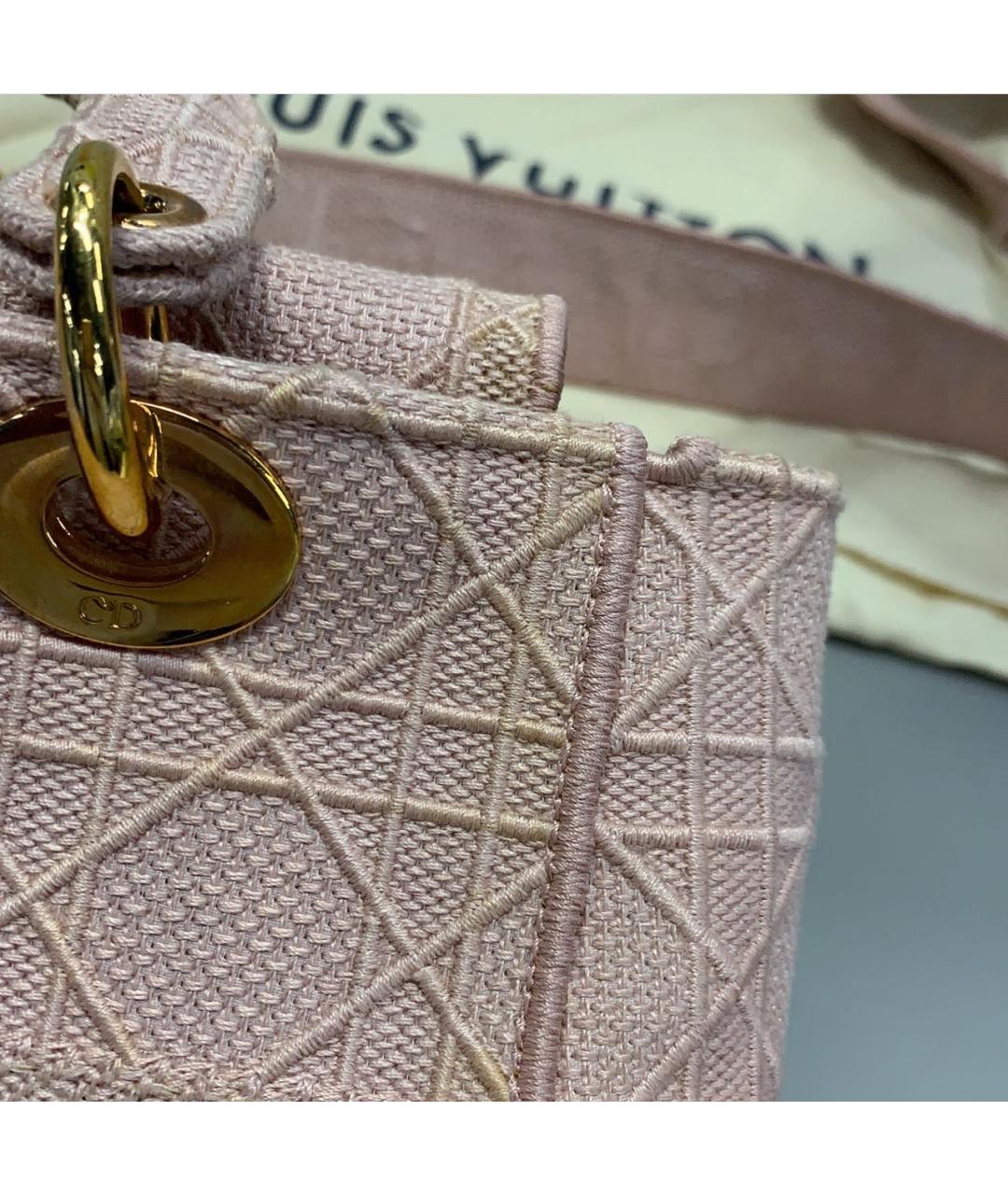 CHRISTIAN DIOR Розовая тканевая сумка с короткими ручками, фото 6