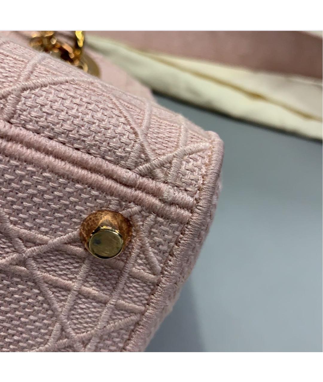 CHRISTIAN DIOR Розовая тканевая сумка с короткими ручками, фото 7
