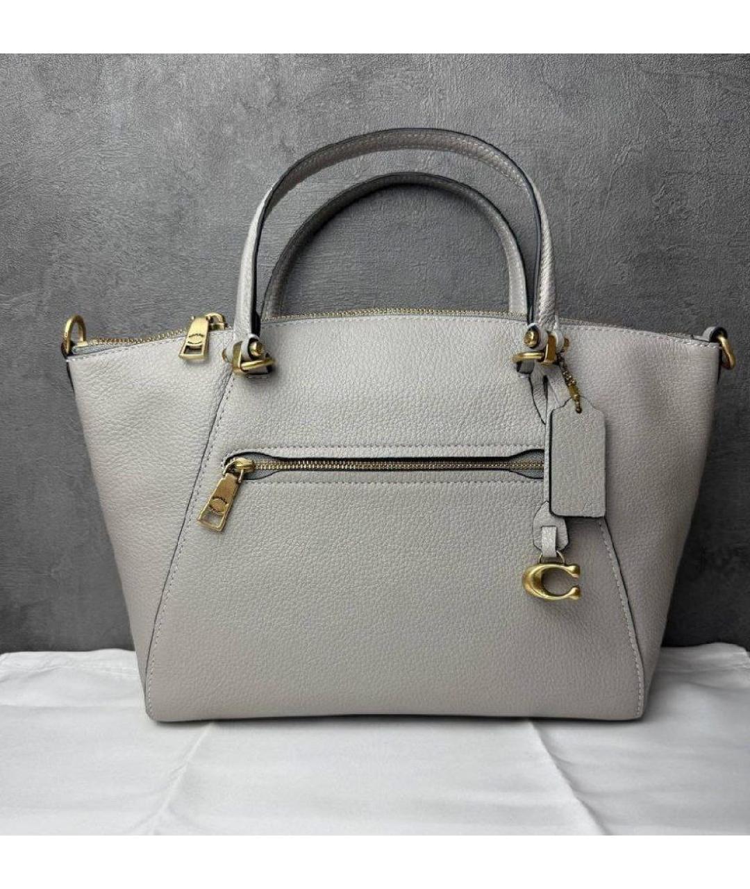 COACH Белая кожаная сумка тоут, фото 5