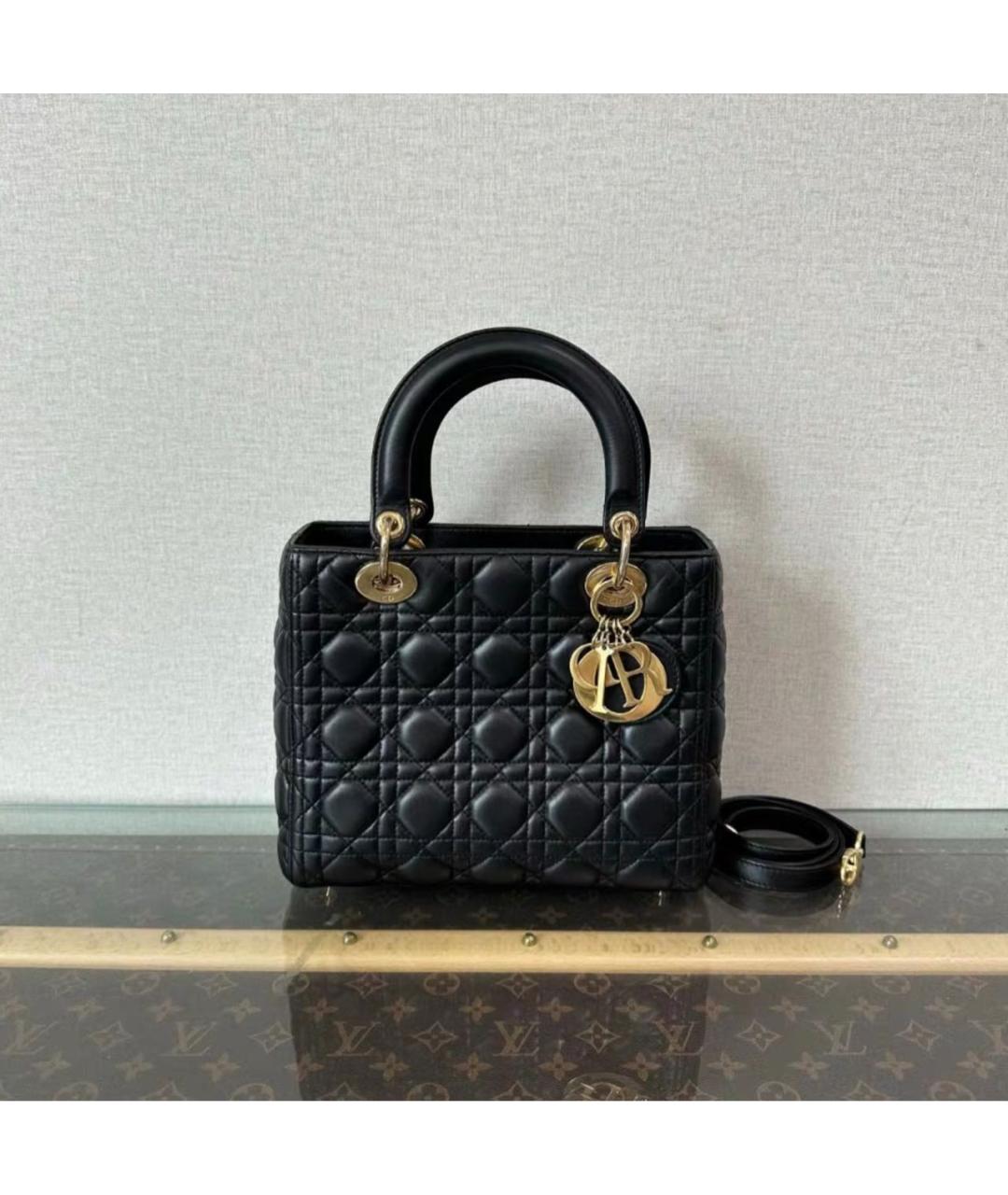 CHRISTIAN DIOR Черная кожаная сумка с короткими ручками, фото 7