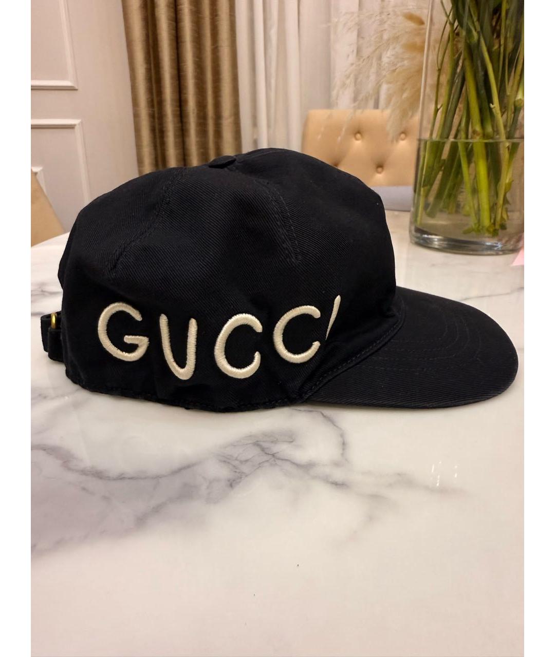 GUCCI Черная хлопковая кепка, фото 2