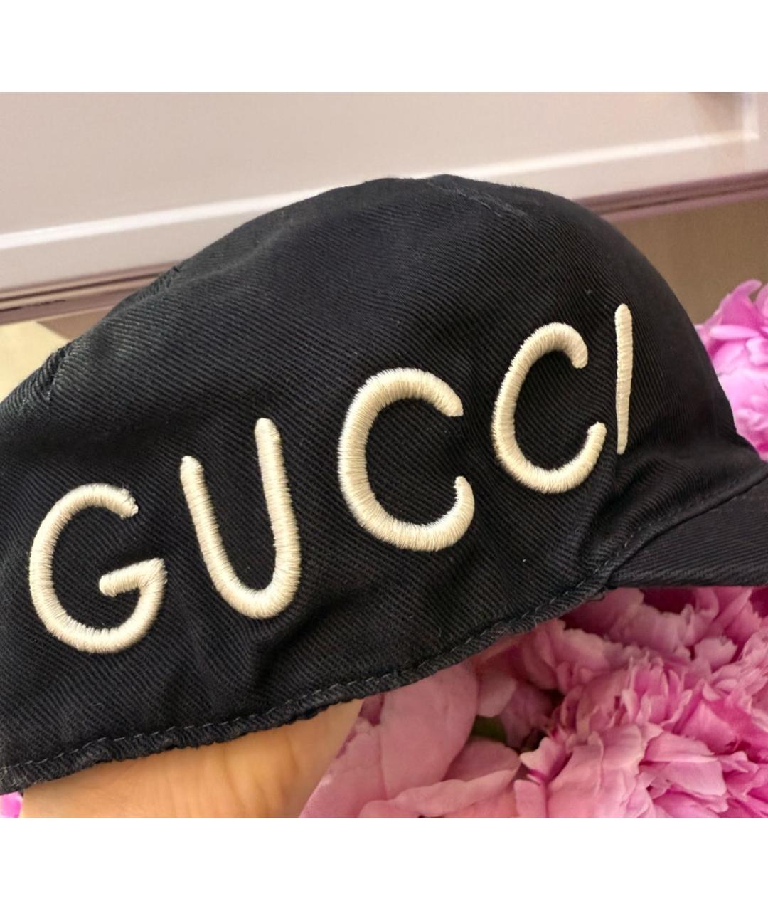GUCCI Черная хлопковая кепка, фото 4