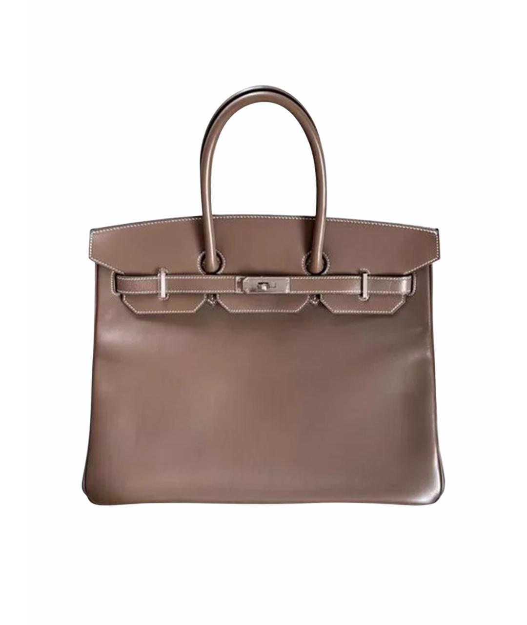 HERMES Коричневая кожаная сумка тоут, фото 1