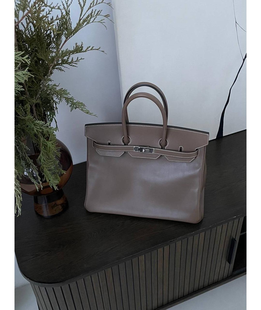 HERMES Коричневая кожаная сумка тоут, фото 3