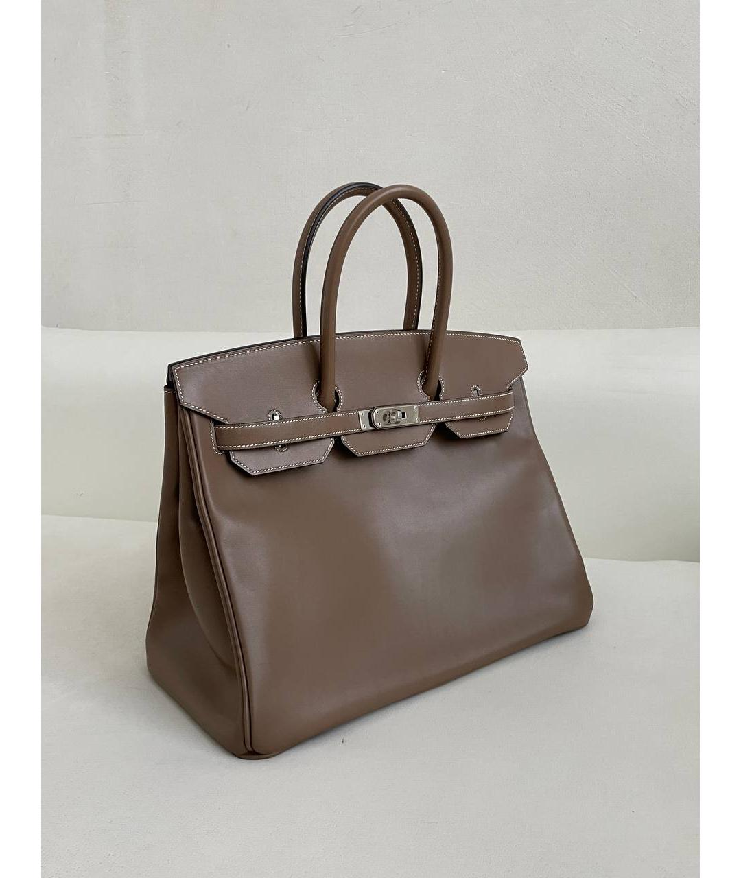 HERMES Коричневая кожаная сумка тоут, фото 2