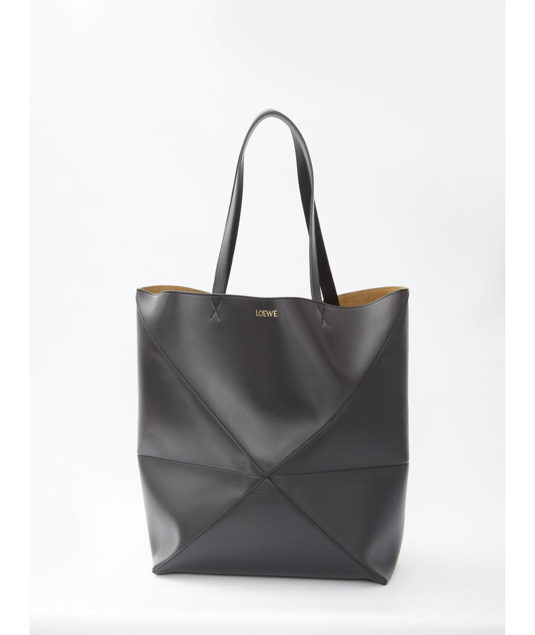 LOEWE Черная кожаная сумка тоут, фото 6