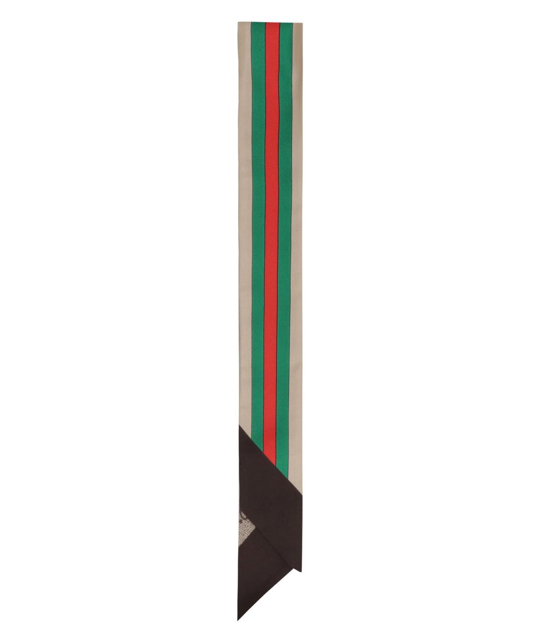 GUCCI Бежевый шелковый шарф, фото 5