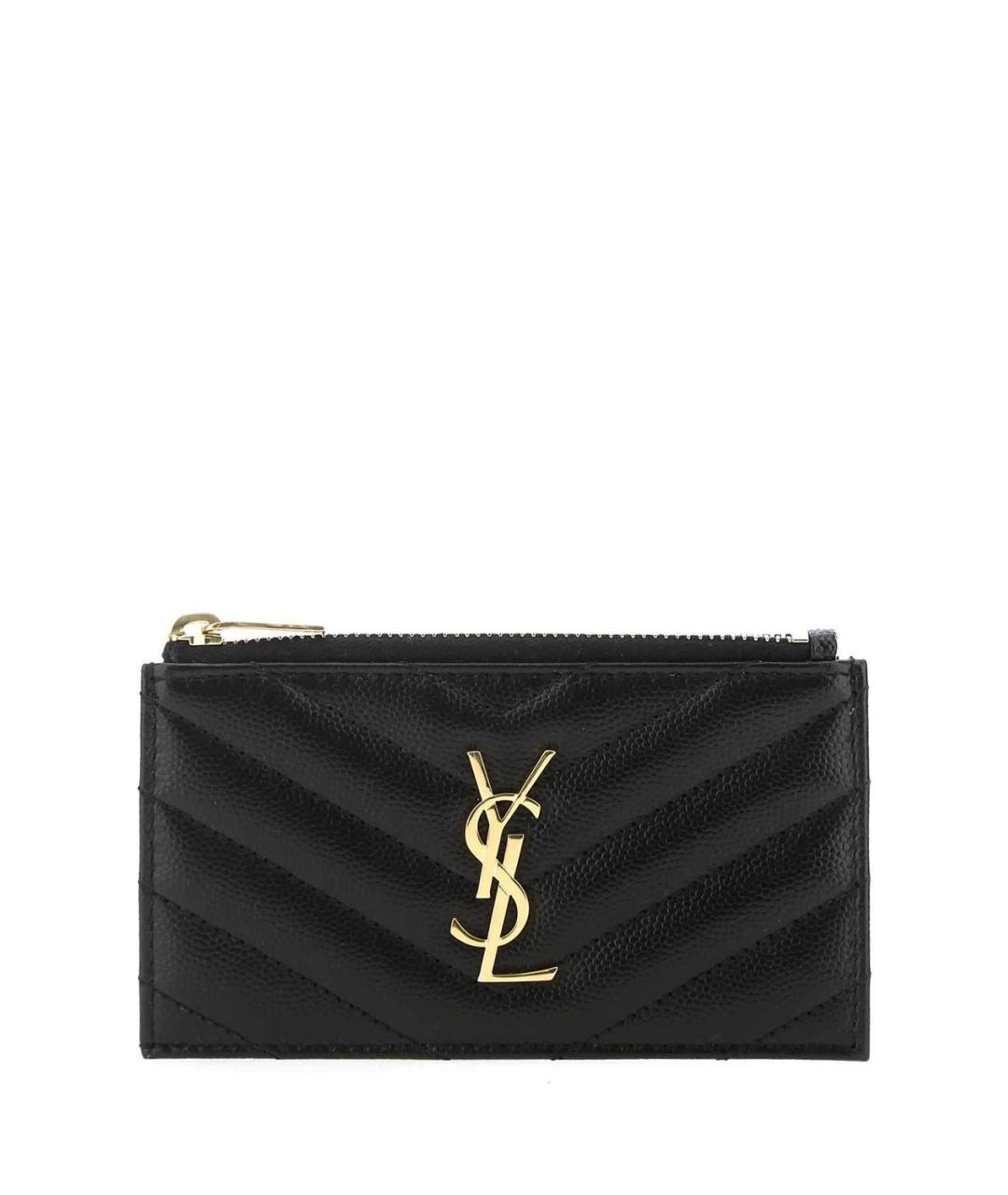 SAINT LAURENT Черный кожаный кардхолдер, фото 1
