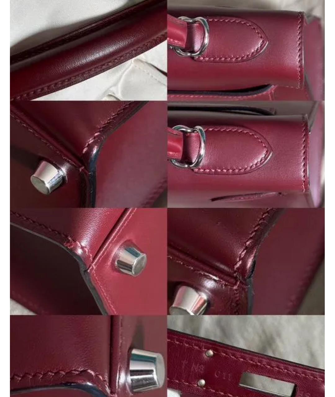 HERMES Бордовая кожаная сумка тоут, фото 7