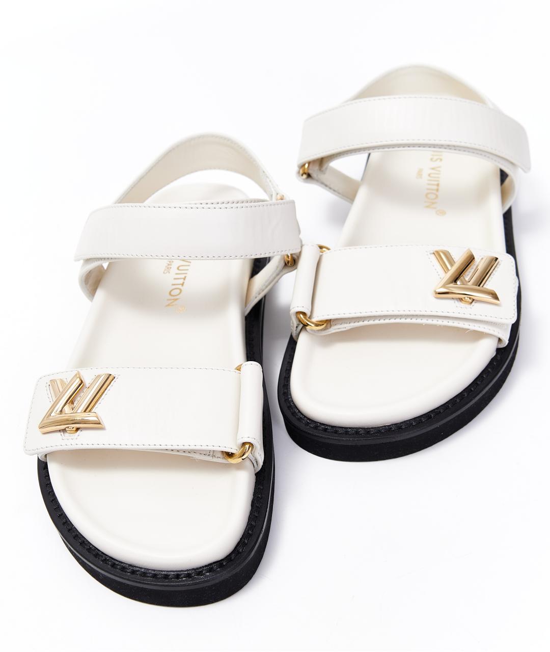 LOUIS VUITTON Белые кожаные сандалии, фото 4