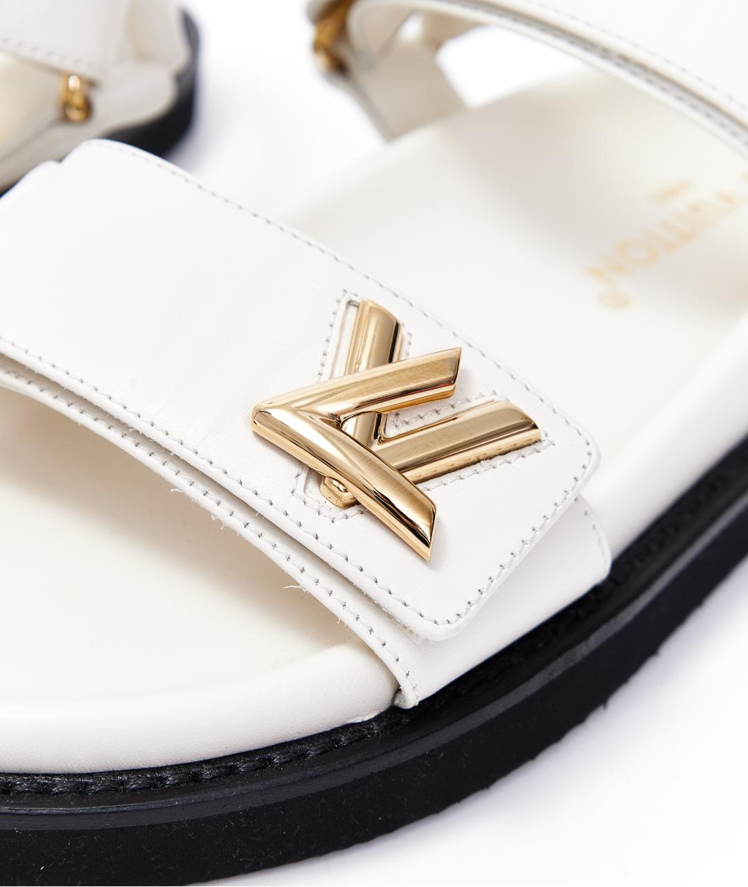 LOUIS VUITTON Белые кожаные сандалии, фото 5