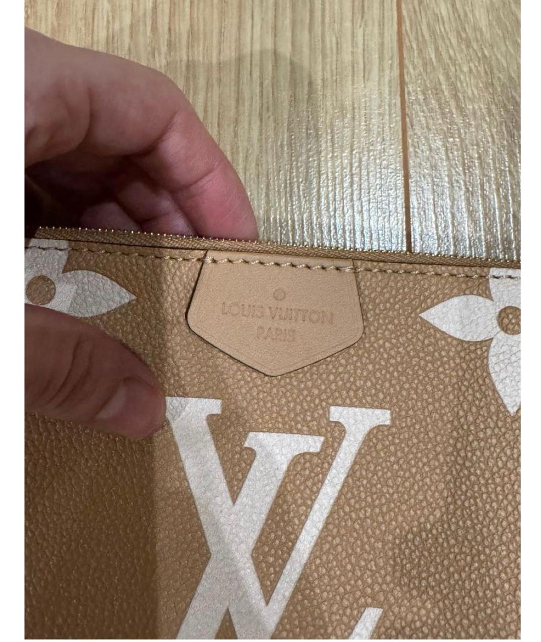 LOUIS VUITTON Бежевая кожаная сумка с короткими ручками, фото 4