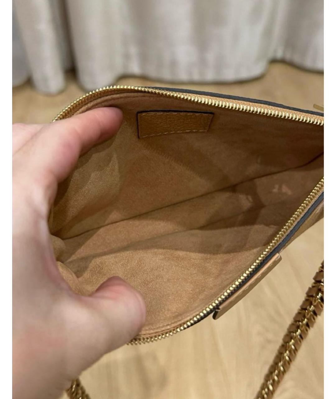 LOUIS VUITTON Бежевая кожаная сумка с короткими ручками, фото 3