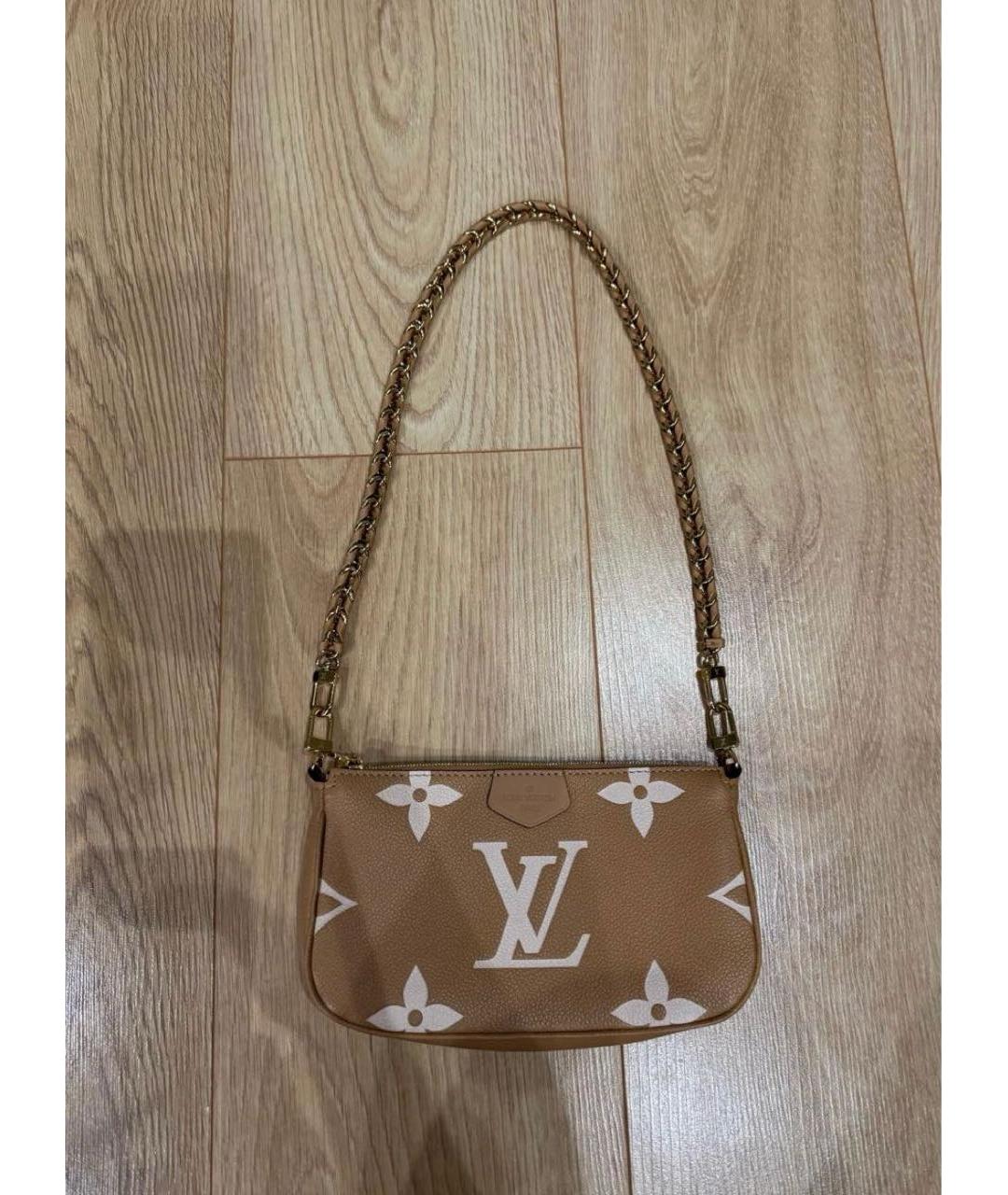 LOUIS VUITTON Бежевая кожаная сумка с короткими ручками, фото 5