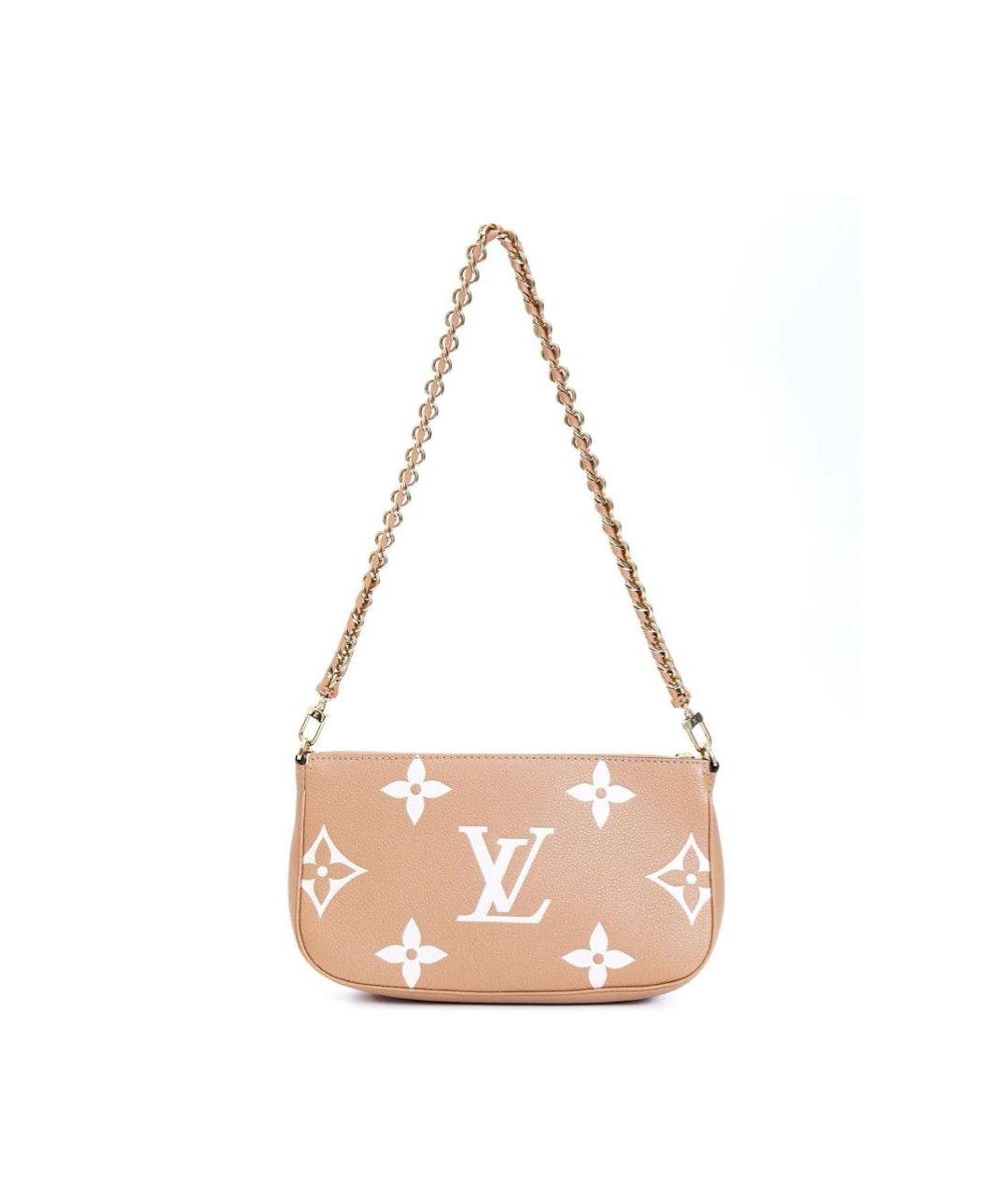 LOUIS VUITTON Бежевая кожаная сумка с короткими ручками, фото 8