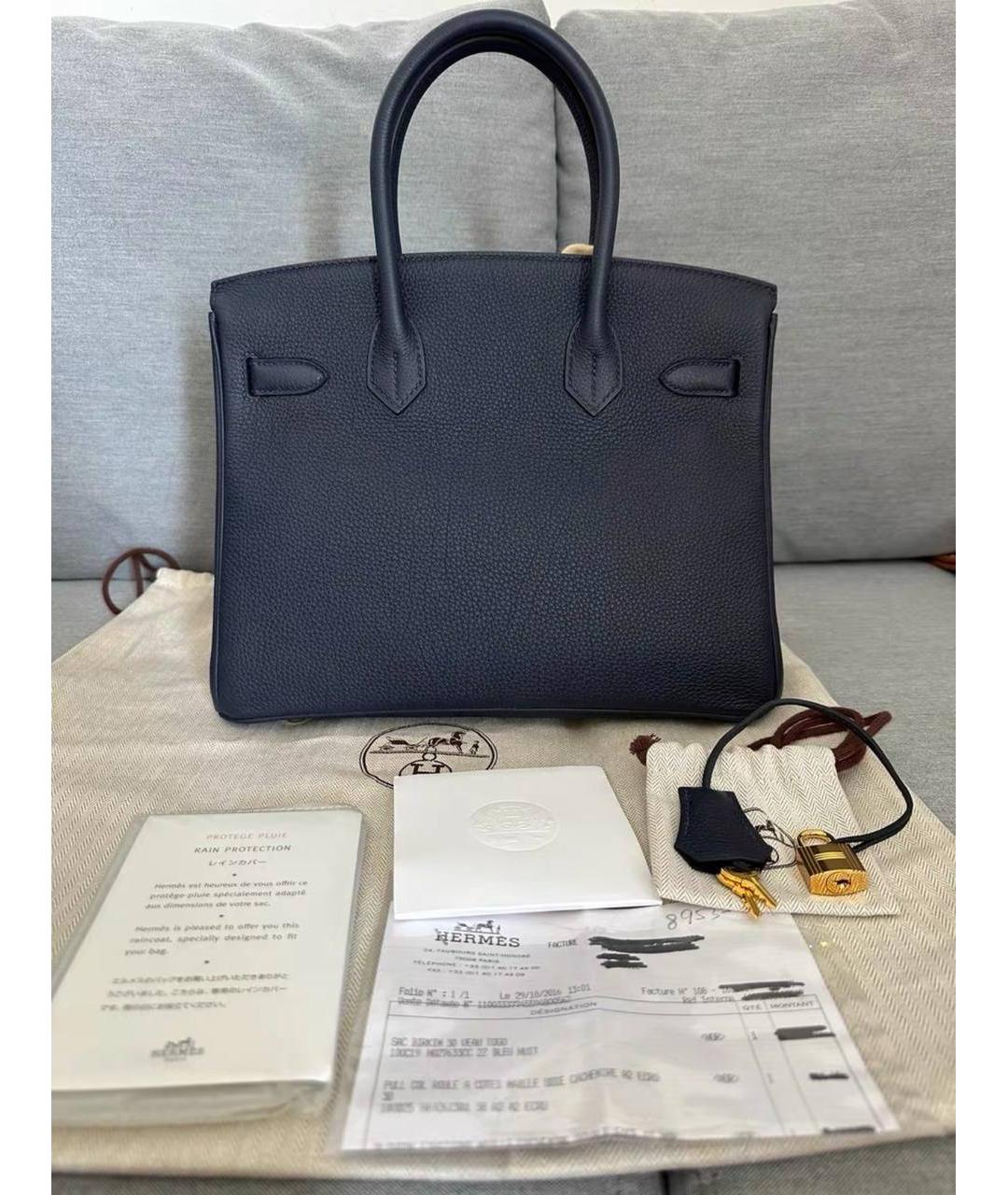 HERMES Синяя кожаная сумка тоут, фото 3