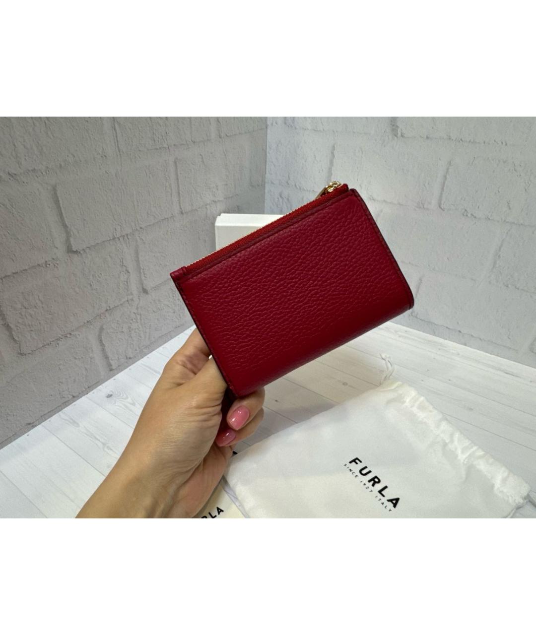 FURLA Бордовый кожаный кошелек, фото 3