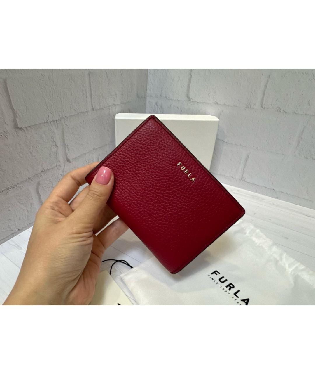 FURLA Бордовый кожаный кошелек, фото 2