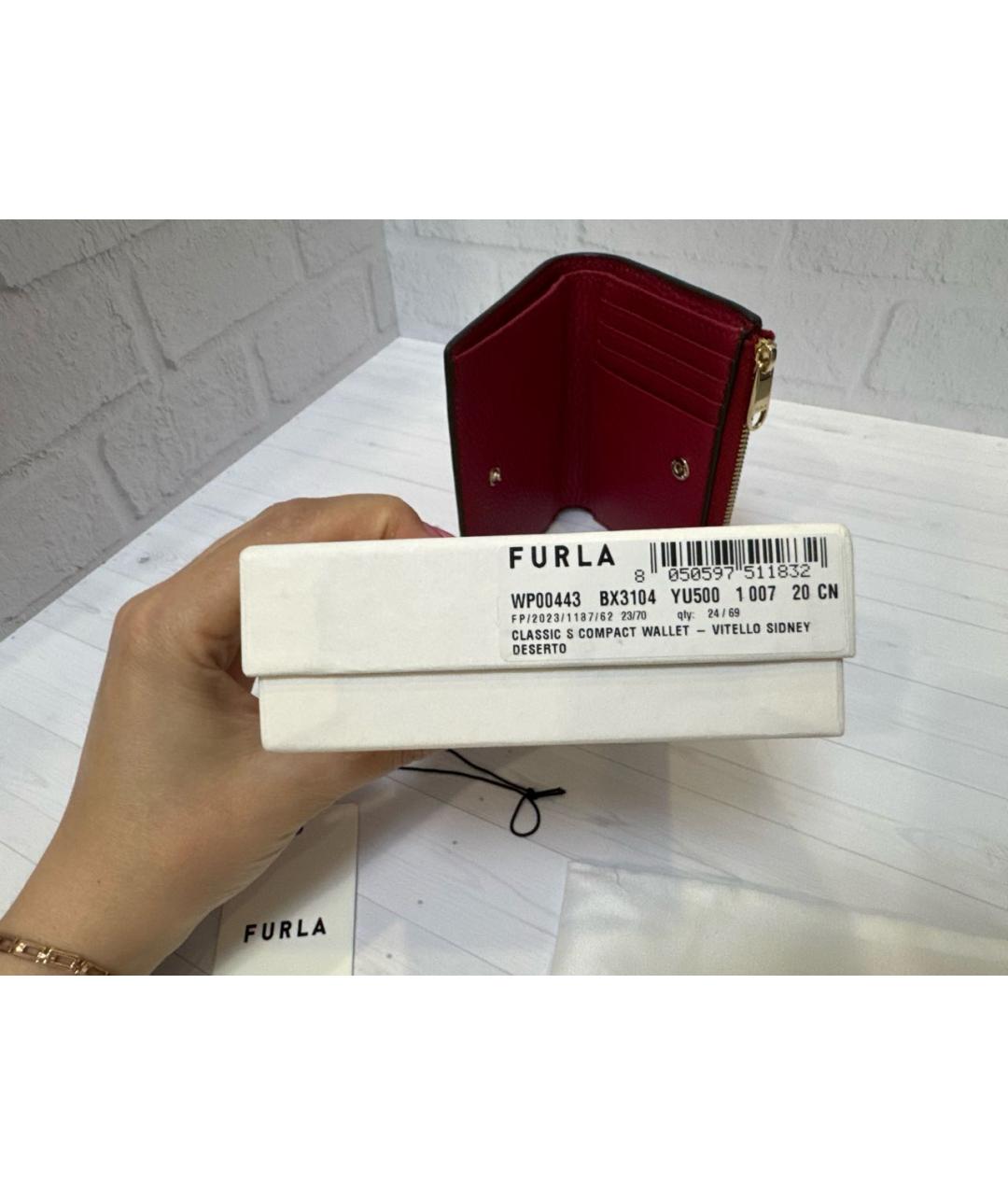 FURLA Бордовый кожаный кошелек, фото 7