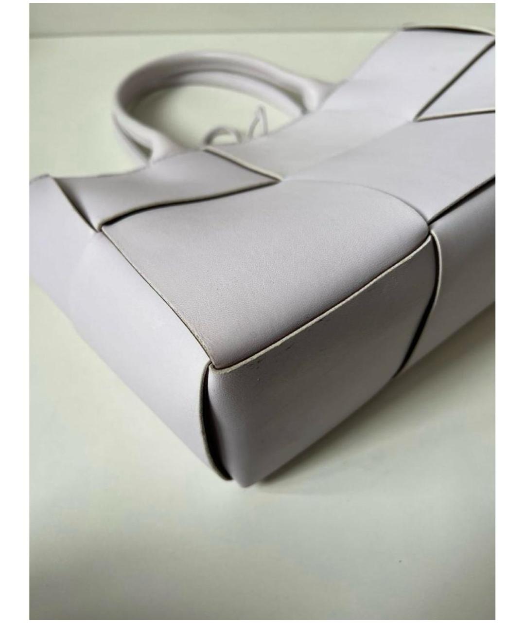 BOTTEGA VENETA Белая кожаная сумка с короткими ручками, фото 2