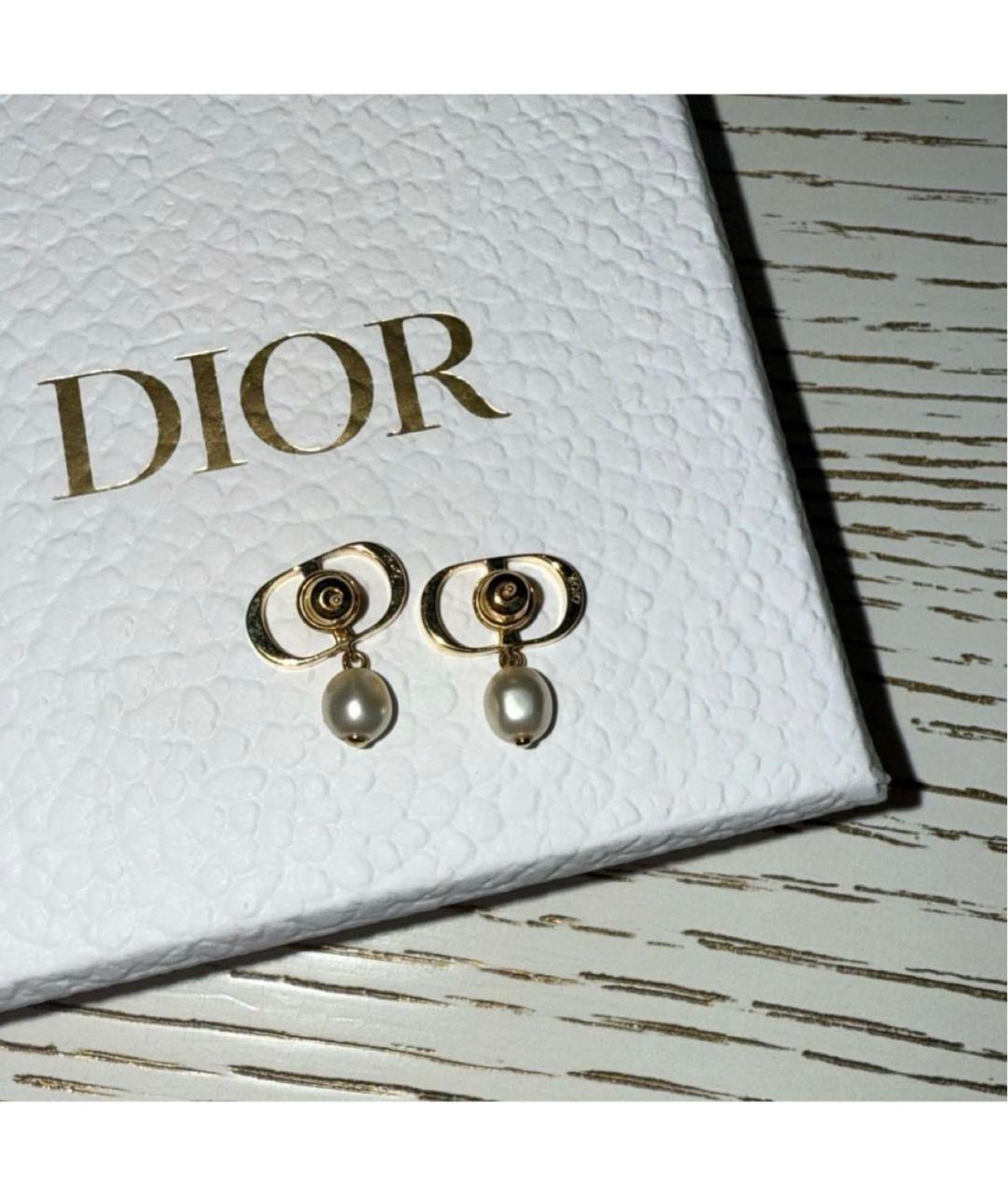 CHRISTIAN DIOR Золотые металлические серьги, фото 4