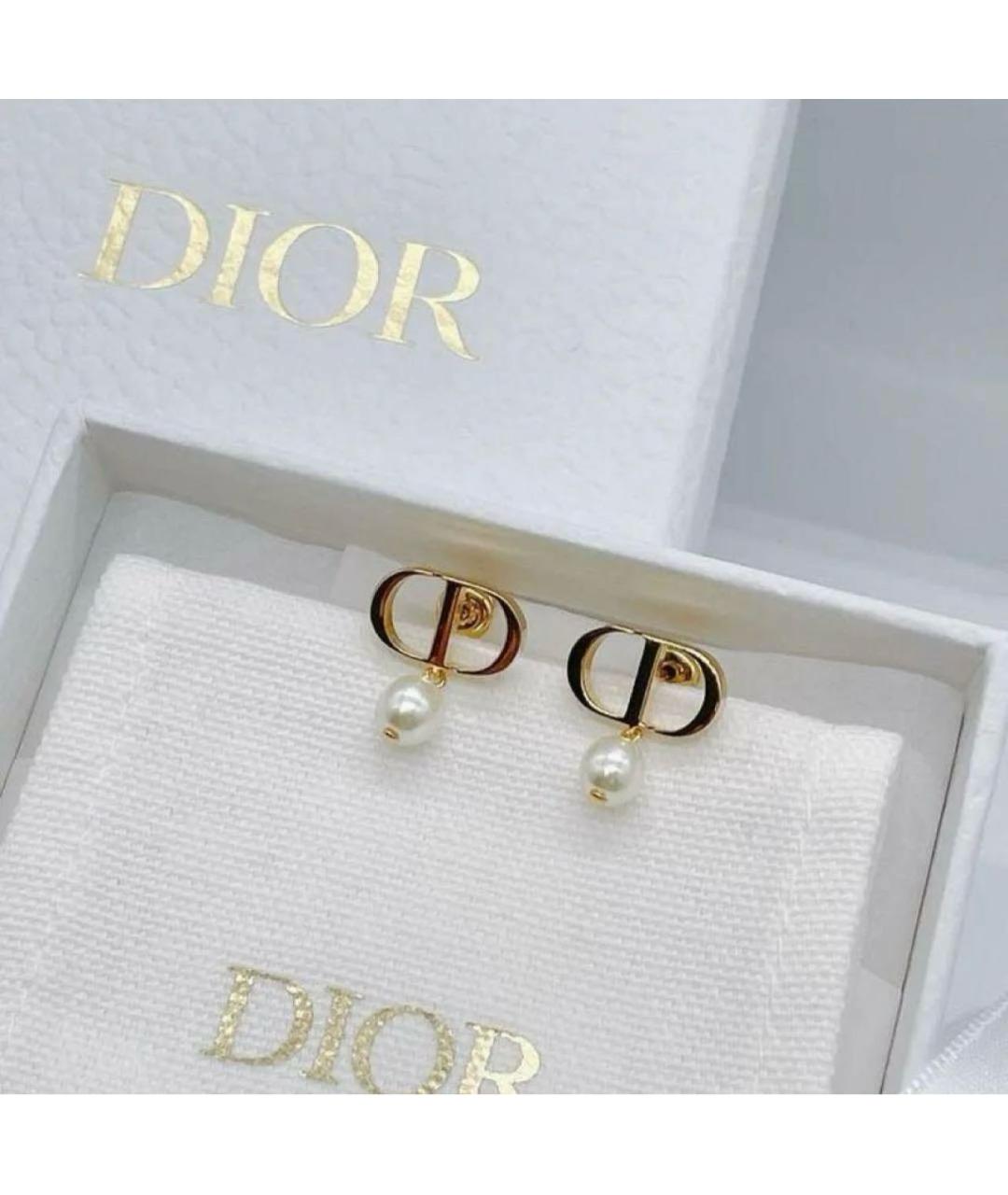 CHRISTIAN DIOR Золотые металлические серьги, фото 2