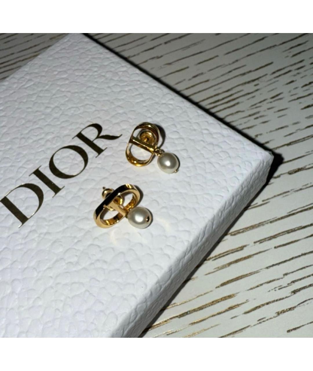 CHRISTIAN DIOR Золотые металлические серьги, фото 3