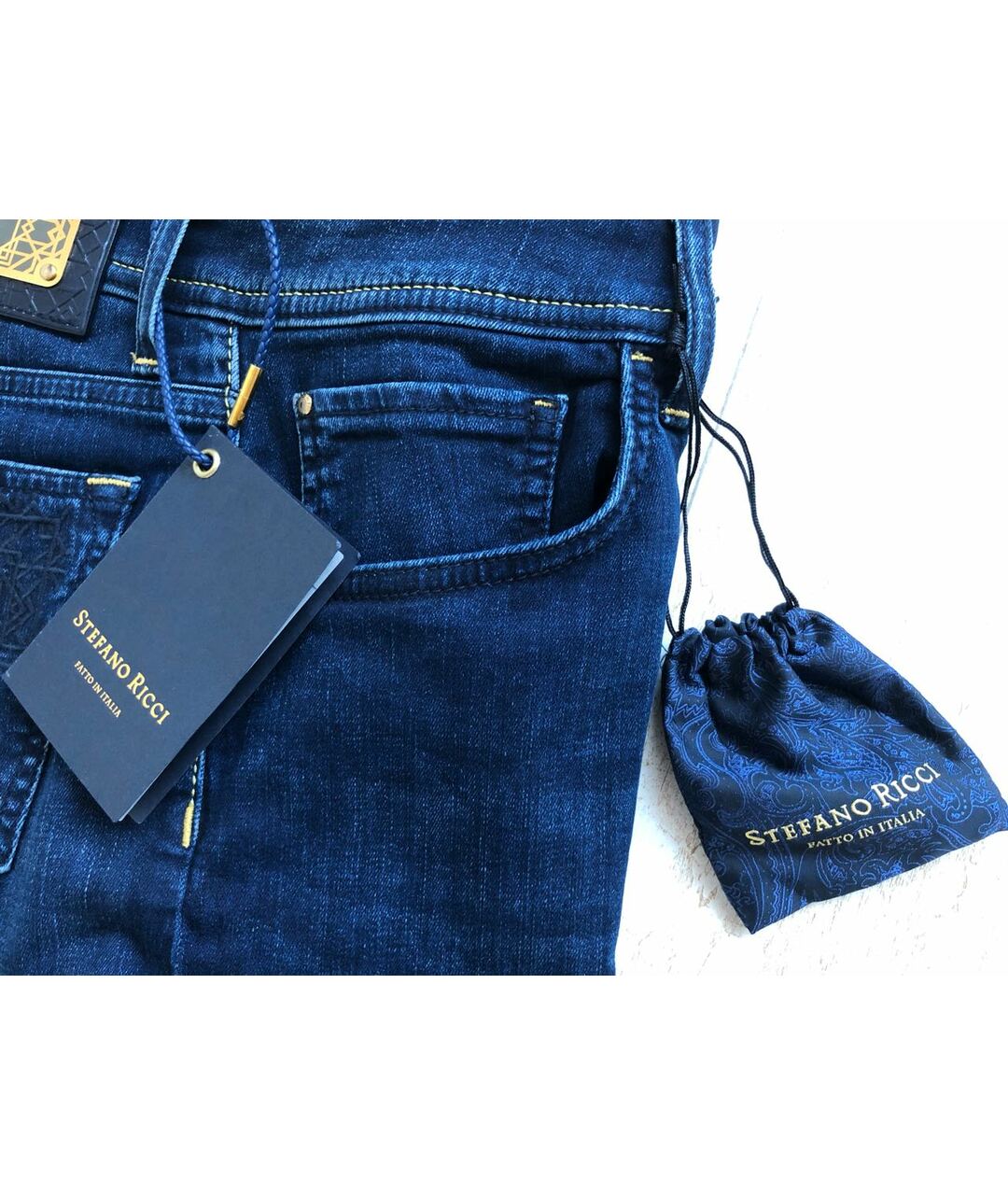 STEFANO RICCI Синие хлопко-эластановые джинсы, фото 7
