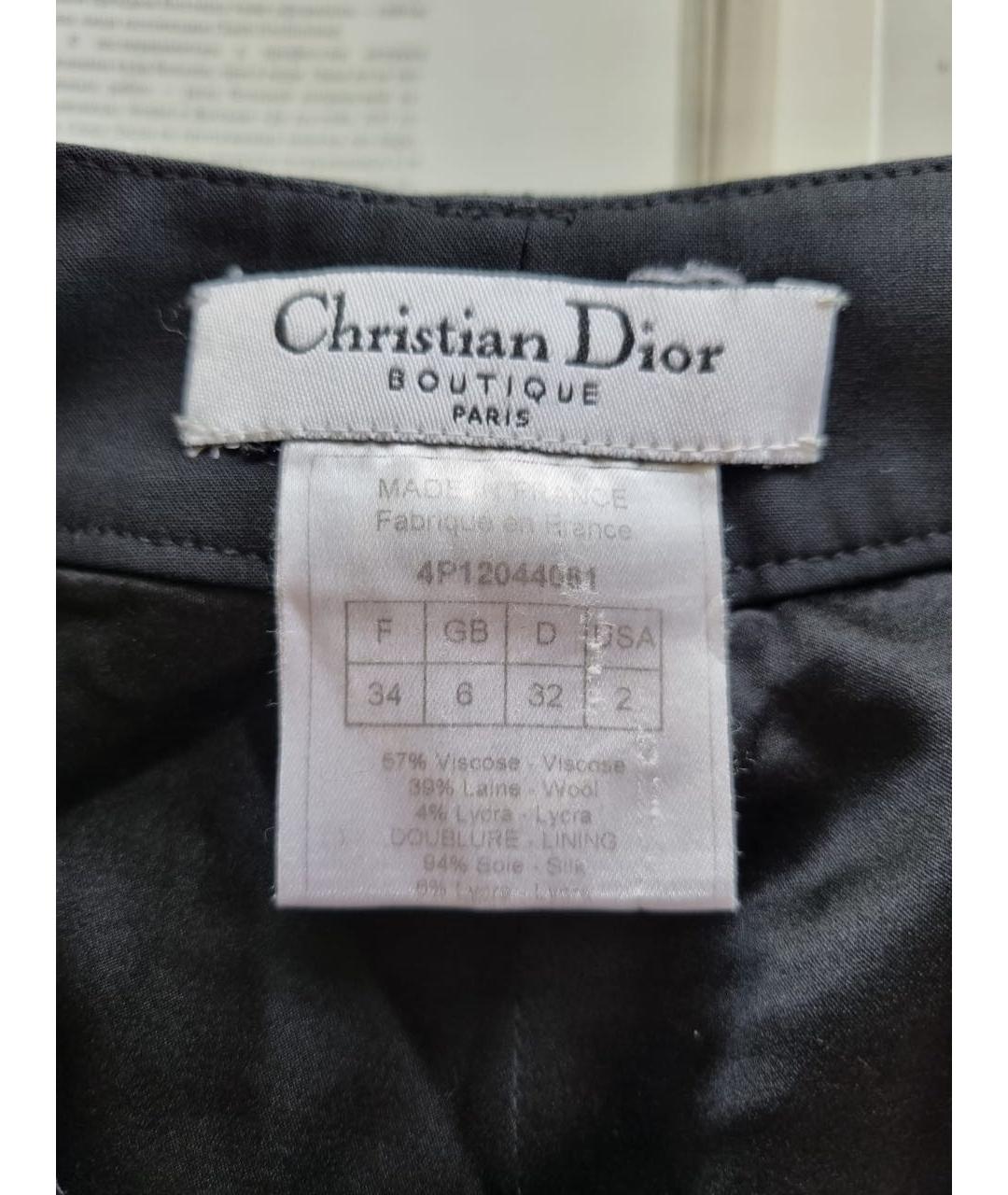 CHRISTIAN DIOR Черные вискозные прямые брюки, фото 3