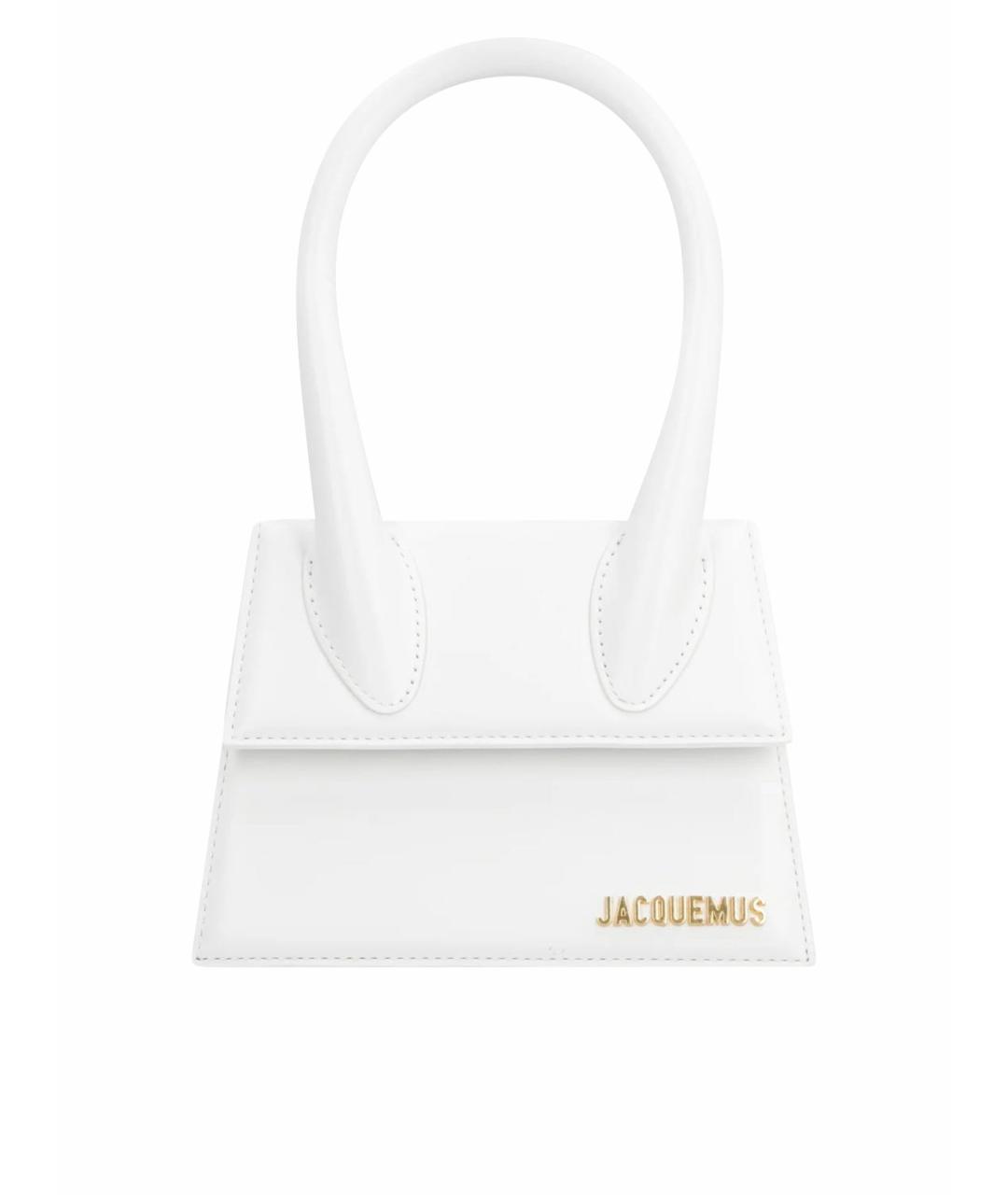 JACQUEMUS Белая кожаная сумка с короткими ручками, фото 1