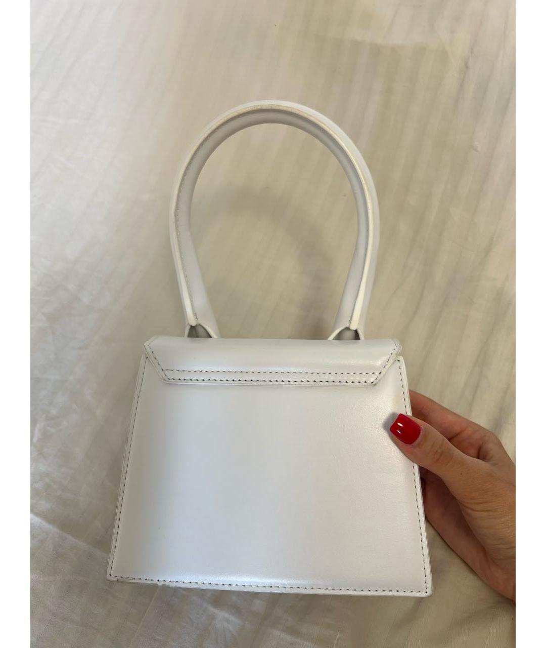 JACQUEMUS Белая кожаная сумка с короткими ручками, фото 6