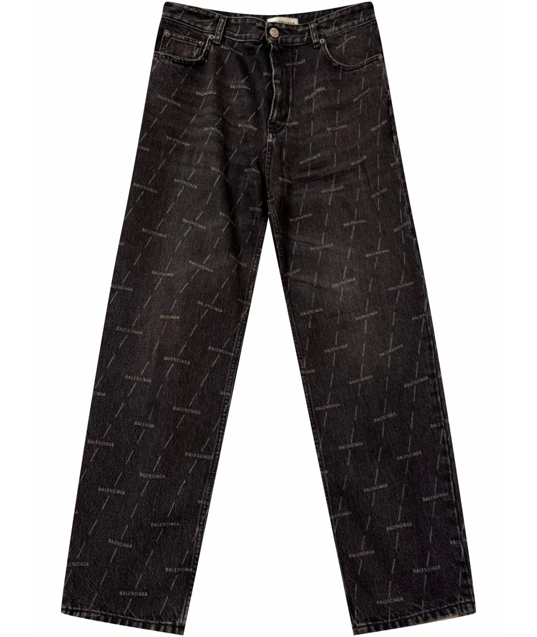 BALENCIAGA Антрацитовые хлопковые прямые джинсы, фото 1