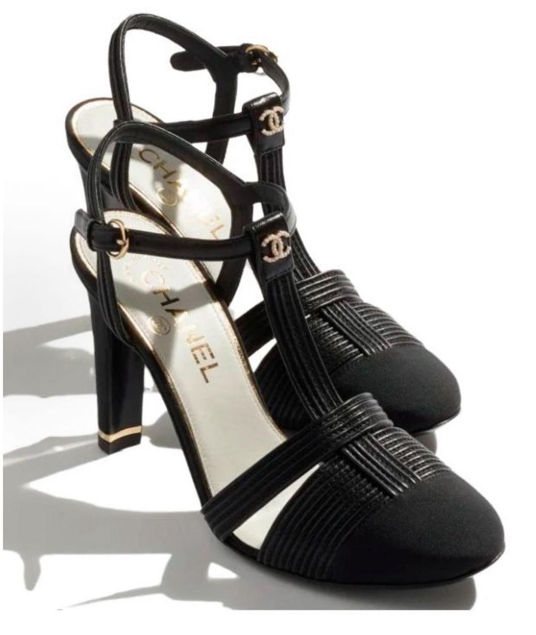 CHANEL Черные кожаные босоножки, фото 3