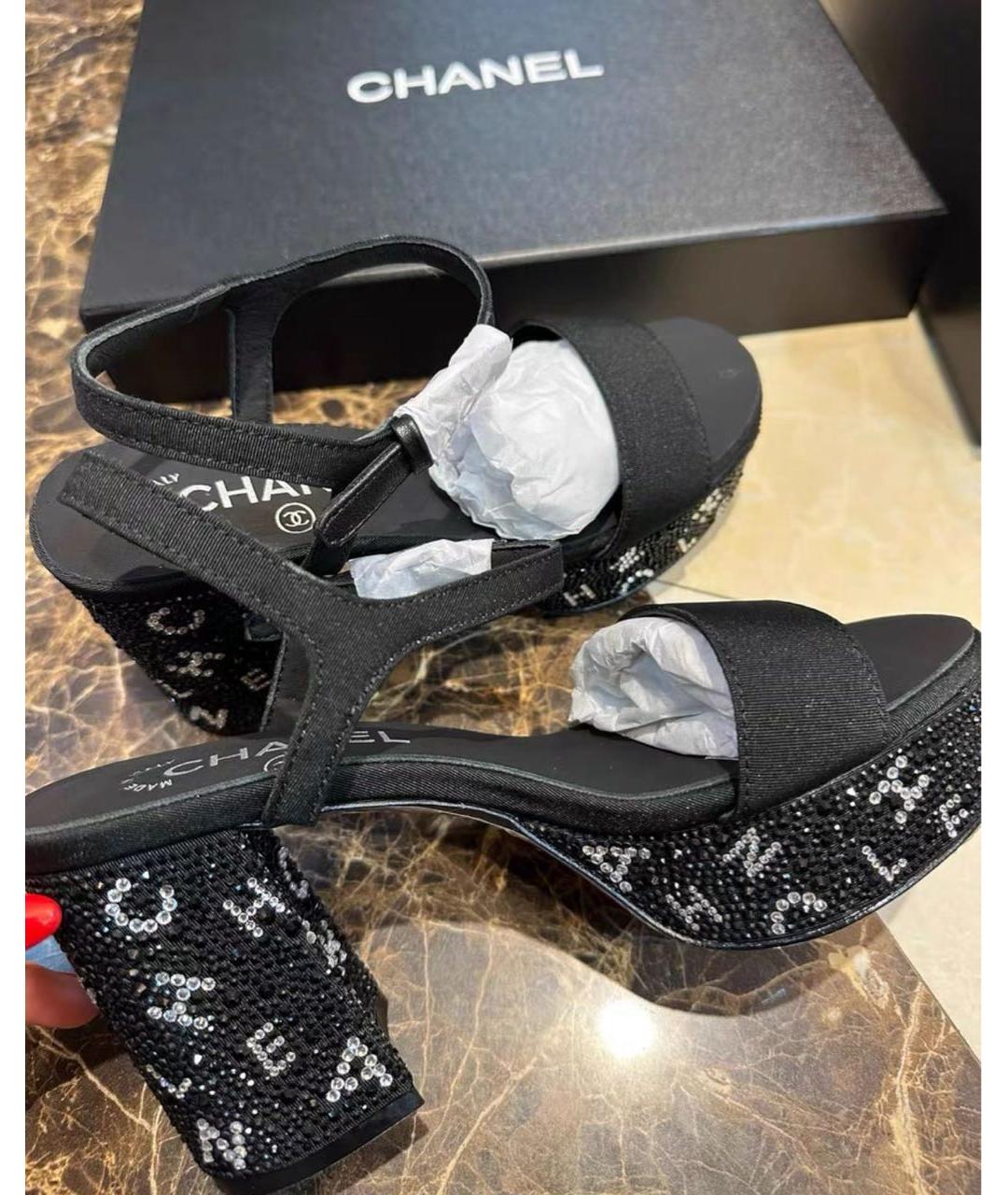 CHANEL Черные босоножки, фото 2