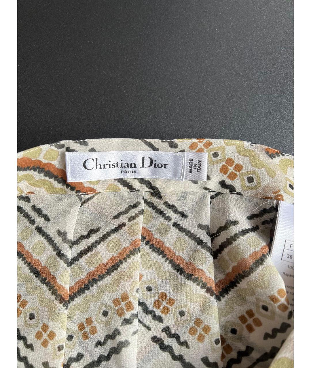 CHRISTIAN DIOR Мульти шелковая юбка макси, фото 3