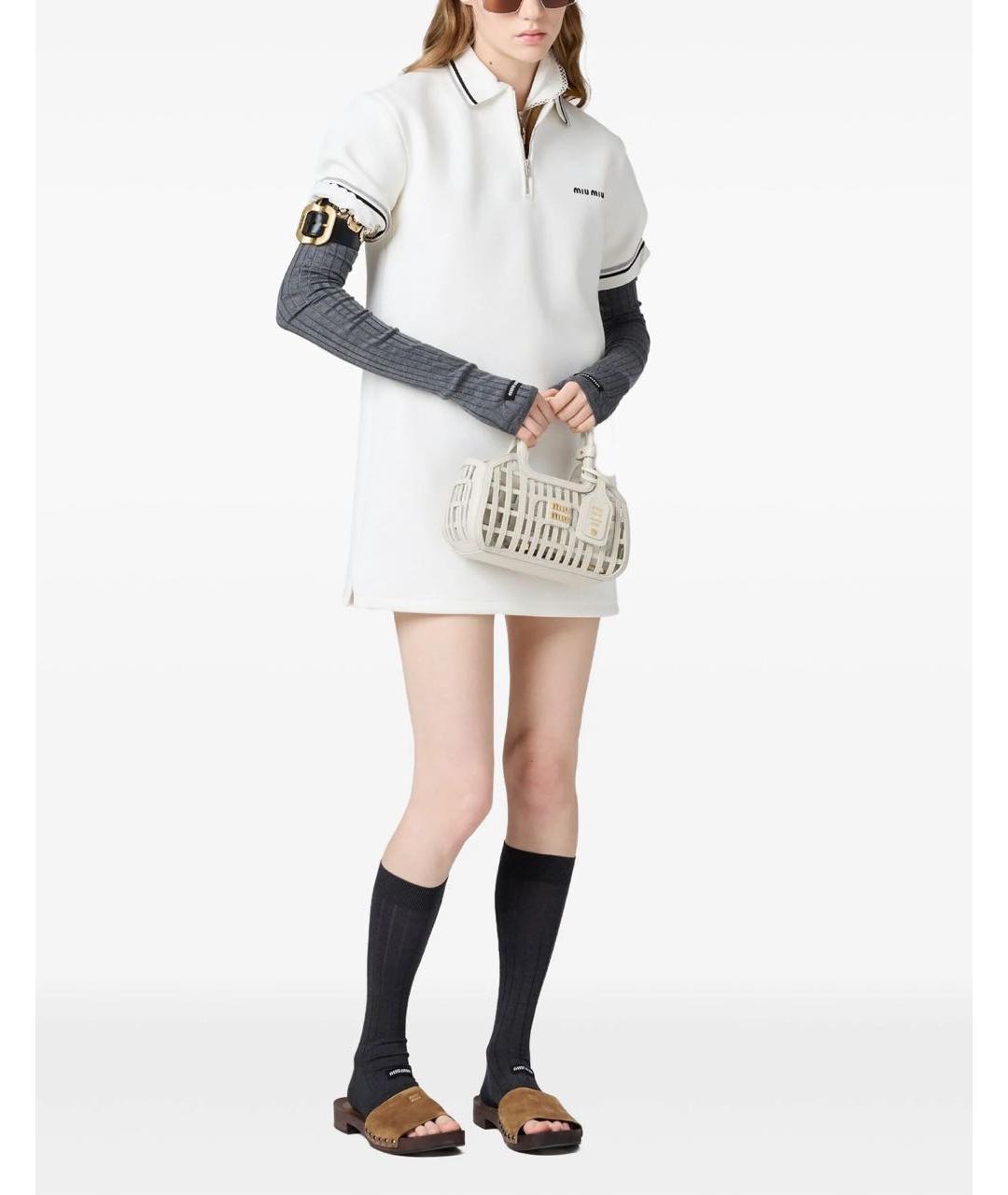 MIU MIU Белое хлопковое повседневное платье, фото 2