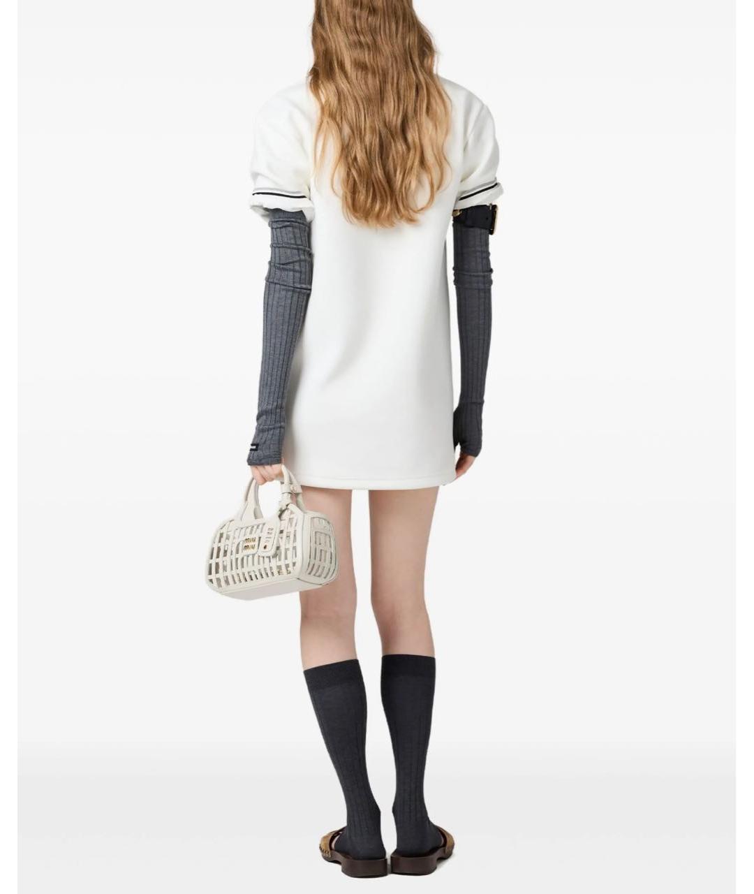 MIU MIU Белое хлопковое повседневное платье, фото 3