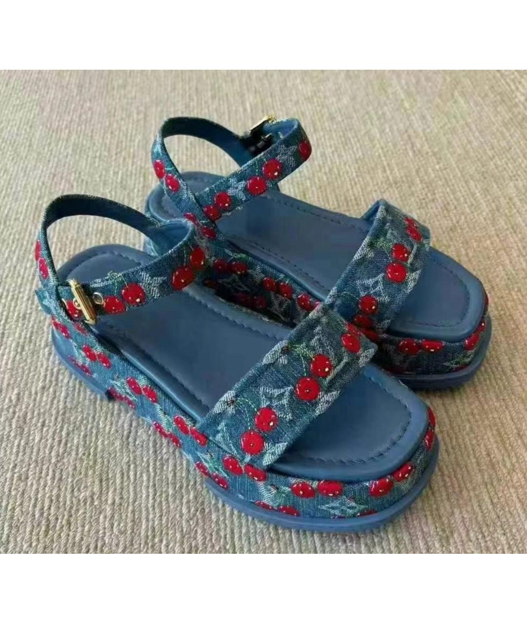 LOUIS VUITTON Синие босоножки, фото 2