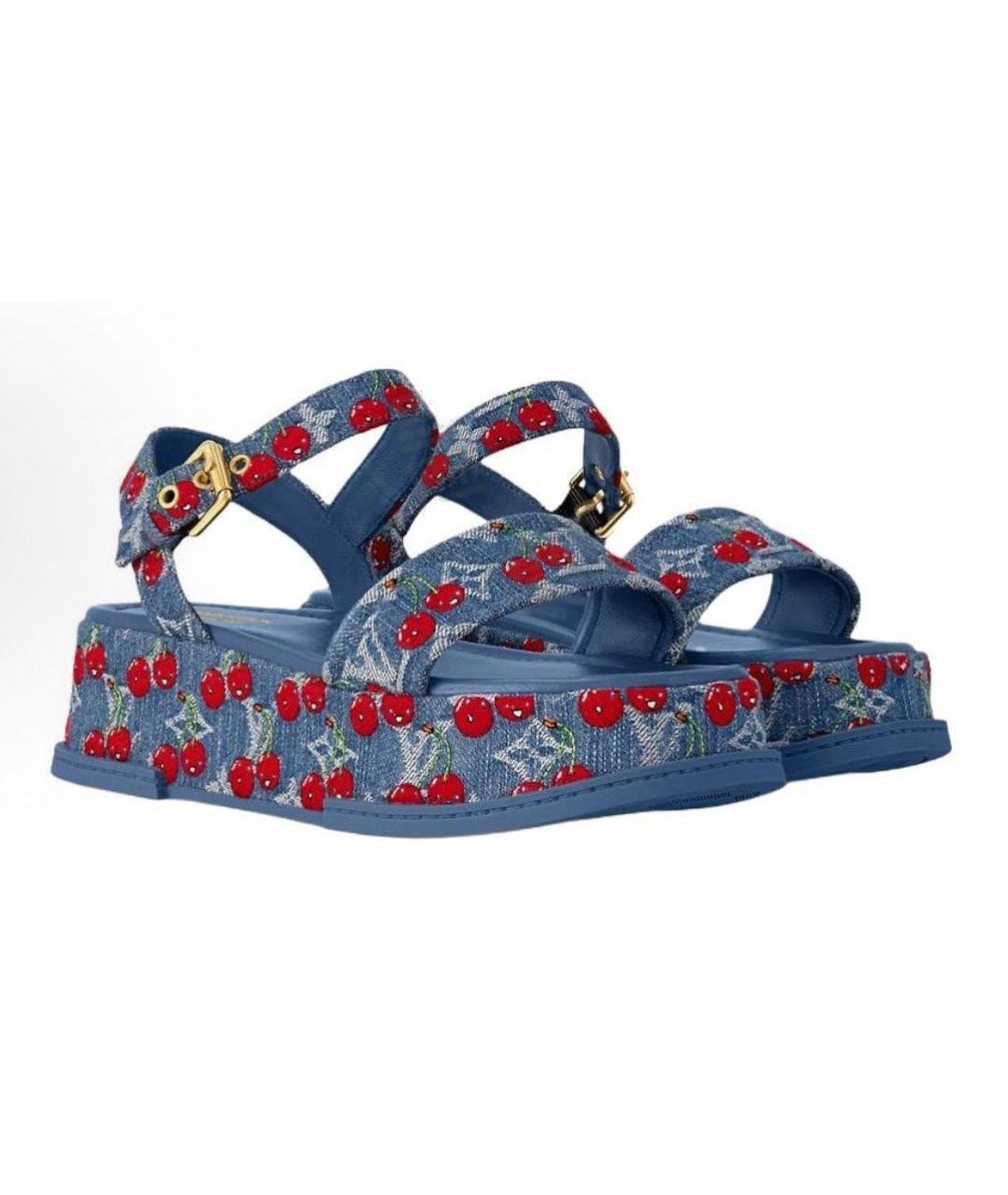 LOUIS VUITTON Синие босоножки, фото 3